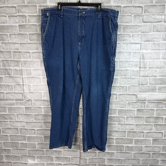 Carhartt FR Flame Resistant Dark Wash Denim Carpenter Pockets Jeans Mens 44 x 30 - Picture 1 of 13
